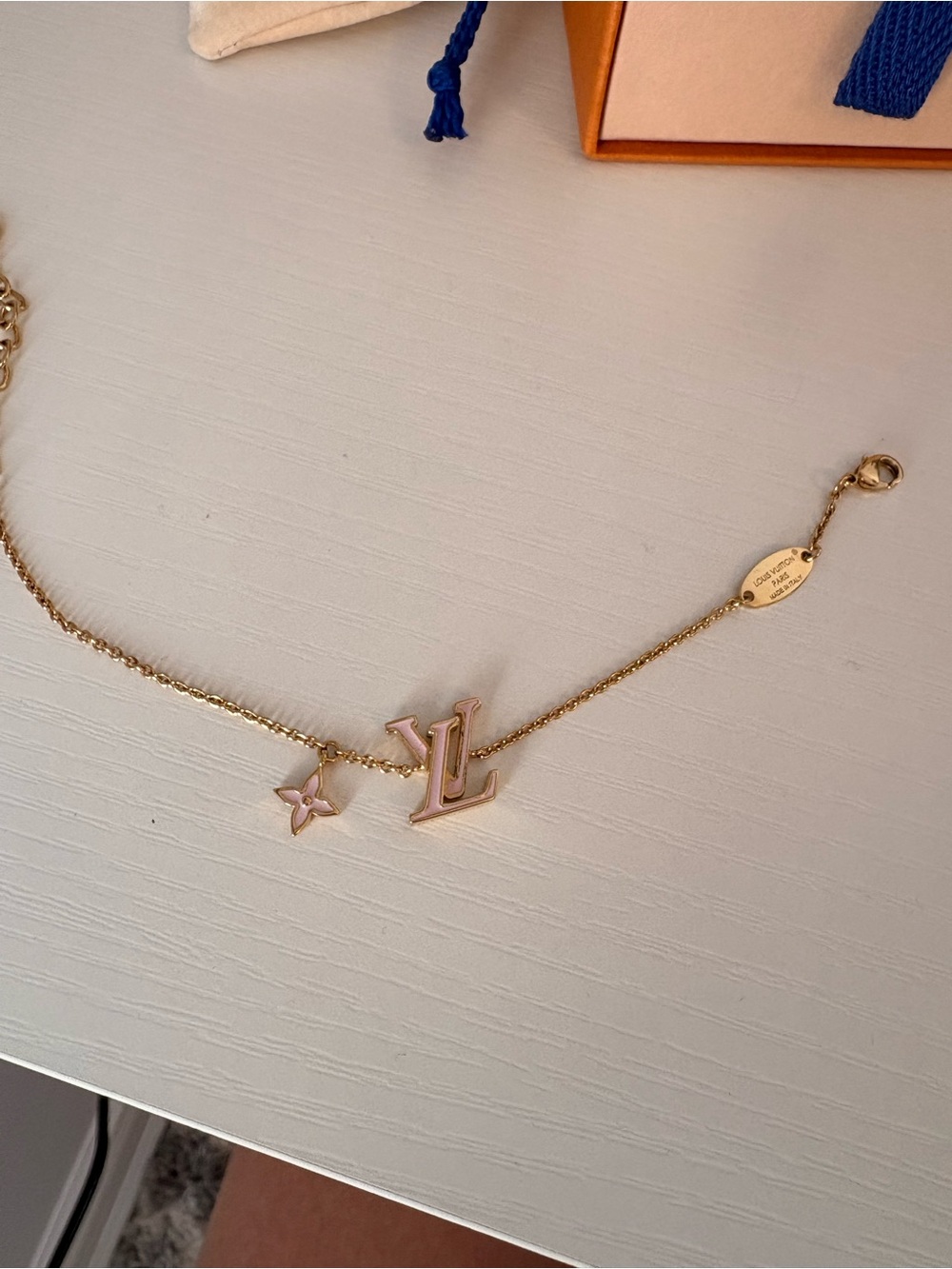 Louis Vuitton Pink and Gold LV Enamel Bracelet